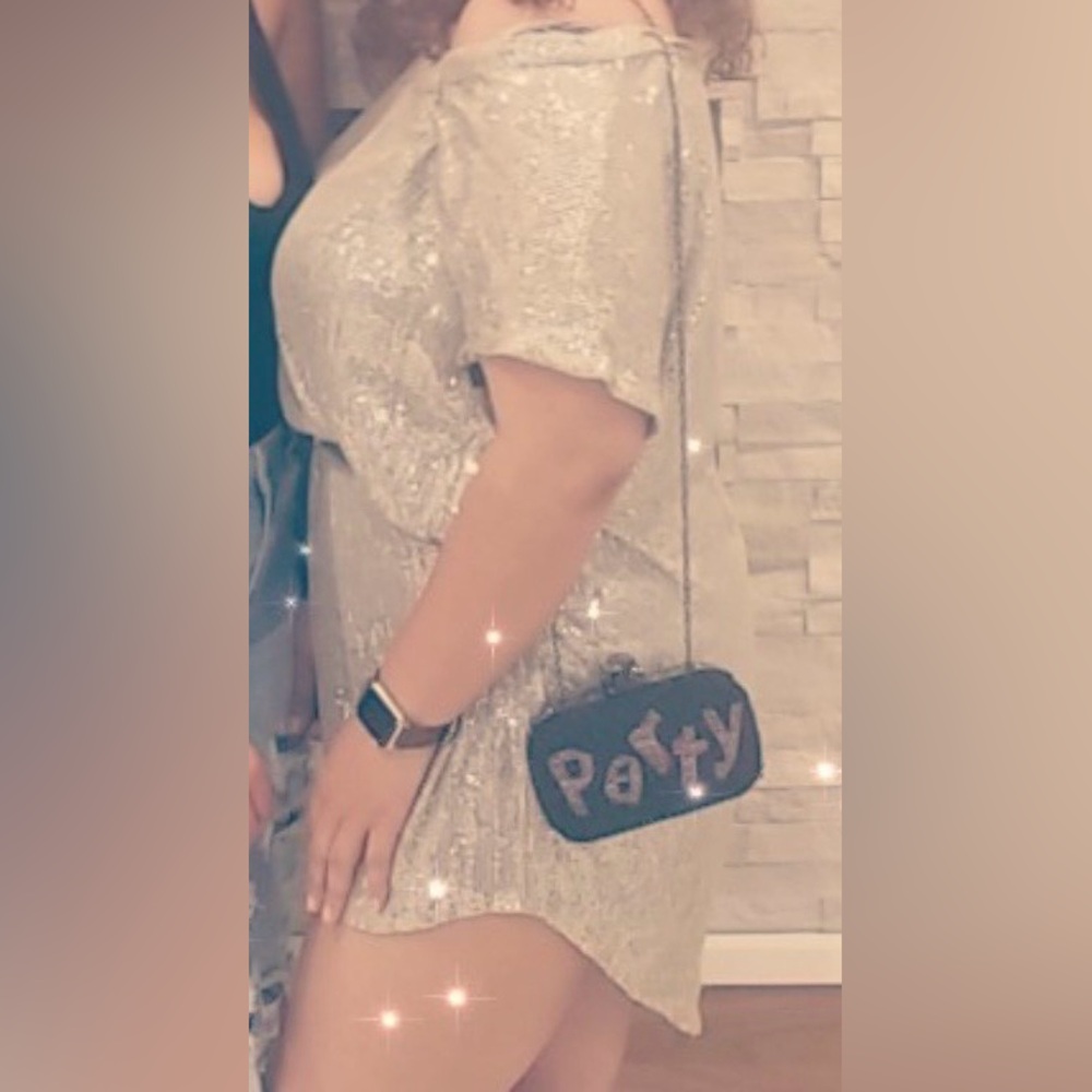 Diane Von Furstenburg off the shoulder sequin dress
